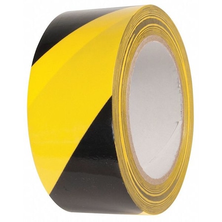 INCOM MFG Marking Tape, Striped, Black/Yellow, 2" W VHT210