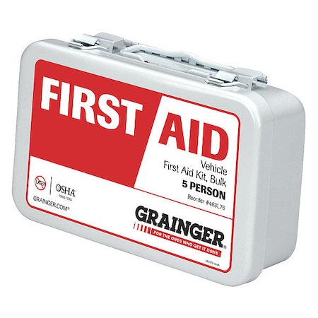 Zoro Select First Aid Kit and Housing, Metal 61 Components, 5 People Served 59266