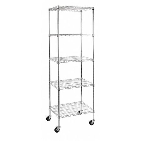 Seville Classics Wire Shelving Unit, 18"D x 24"W x 72"H, 5 Shelves, Chrome WEB570