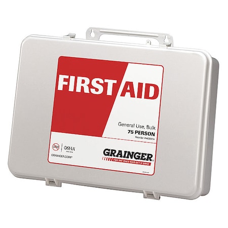 Zoro Select First Aid Kit and Housing, Plastic 200 Components, 75 People Served 59082