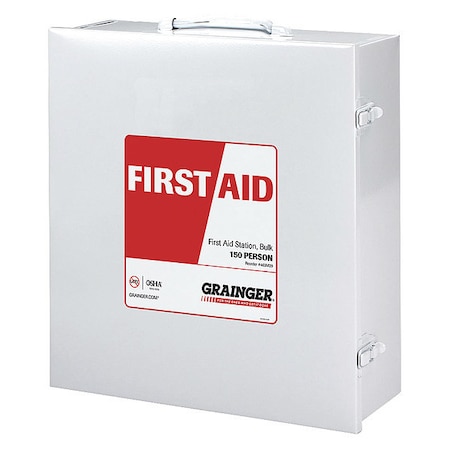 Zoro Select First Aid Kit and Housing, Metal Cabinet, 563 Components, 150 People Served 59077