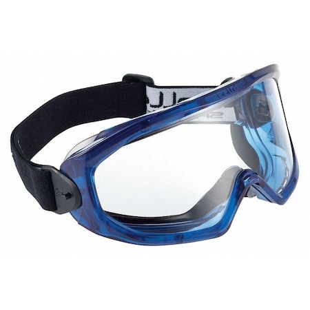 Bolle Safety Safety Goggles, Clear Lens, Platinum Anti-Fog & Anti-Scratch, Indirect , Blue Frame, Superblast 40295