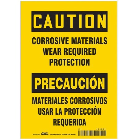 Condor Safety Sign, 10 in Height, 7 in Width, Vinyl, Horizontal Rectangle, English, Spanish, 464X61 464X61