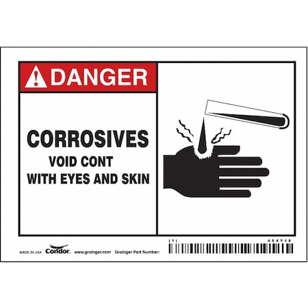 Condor Safety Sign, 3 in Height, 5 in Width, Vinyl, Horizontal Rectangle, English 464Y18