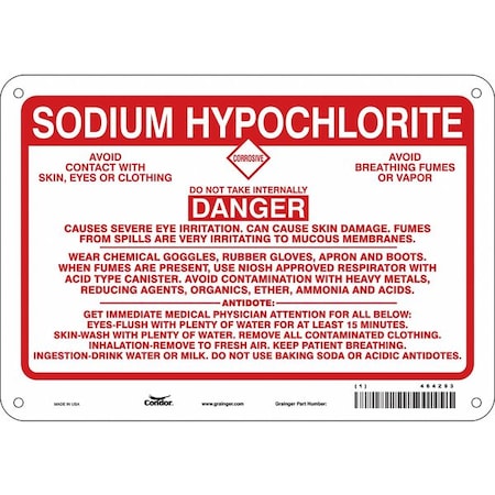 Condor Safety Sign, 7 in Height, 10 in Width, Polyethylene, Vertical Rectangle, English, 464Z93 464Z93