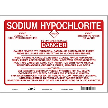 Condor Safety Sign, 10 in Height, 14 in Width, Vinyl, Horizontal Rectangle, English, 464Z96 464Z96