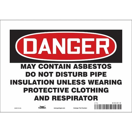 Condor Safety Sign, 7 in Height, 10 in Width, Vinyl, Vertical Rectangle, English, 464Z15 464Z15