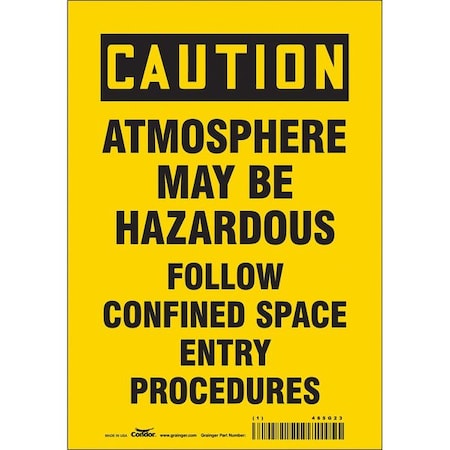 Condor Safety Sign, 10 in Height, 7 in Width, Vinyl, Horizontal Rectangle, English, 465G23 465G23