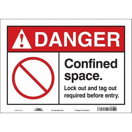 Condor Safety Sign, 10 in Height, 14 in Width, Vinyl, Horizontal Rectangle, English, 465H94 465H94