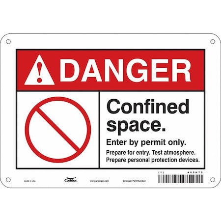 Condor Safety Sign, 7 in Height, 10 in Width, Polyethylene, Vertical Rectangle, English, 465H75 465H75