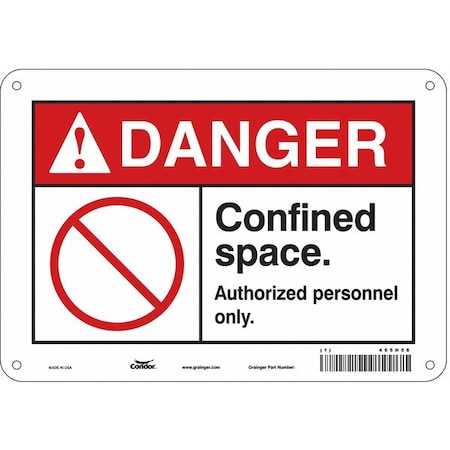 Condor Safety Sign, 7 in Height, 10 in Width, Polyethylene, Vertical Rectangle, English, 465H58 465H58