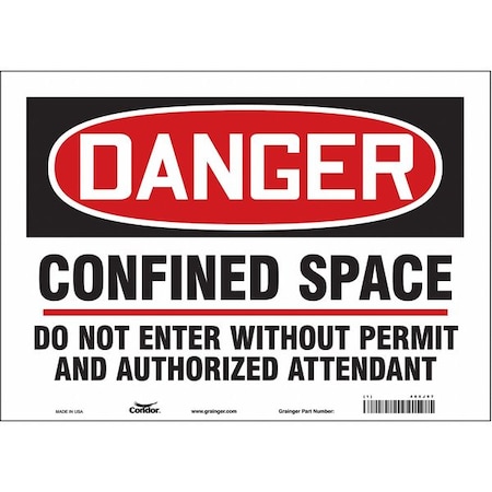 Condor Safety Sign, 10 in Height, 14 in Width, Vinyl, Horizontal Rectangle, English, 465J97 465J97