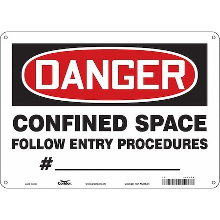 Condor Safety Sign, 10 in Height, 14 in Width, Polyethylene, Horizontal Rectangle, English, 465J79 465J79