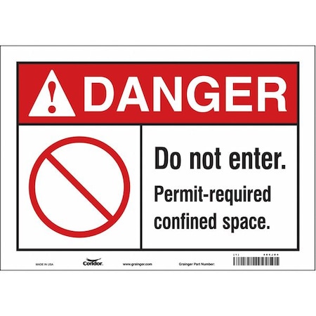 Condor Safety Sign, 10 in Height, 14 in Width, Vinyl, Horizontal Rectangle, English, 465J04 465J04