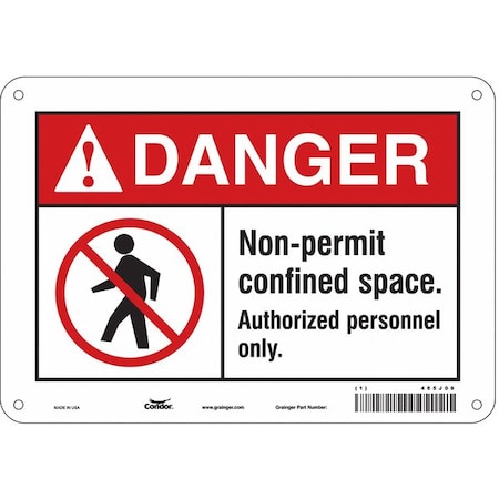 Condor Safety Sign, 7 in Height, 10 in Width, Polyethylene, Vertical Rectangle, English, 465J09 465J09