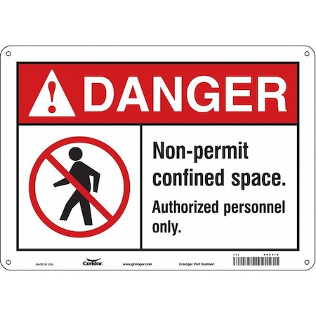 Condor Safety Sign, 10 in Height, 14 in Width, Polyethylene, Horizontal Rectangle, English, 465J10 465J10