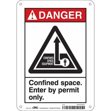 Condor Safety Sign, 10 in Height, 7 in Width, Polyethylene, Horizontal Rectangle, English, 465K90 465K90