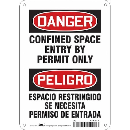 Condor Safety Sign, 10 in Height, 7 in Width, Aluminum, Horizontal Rectangle, English, Spanish, 465K70 465K70