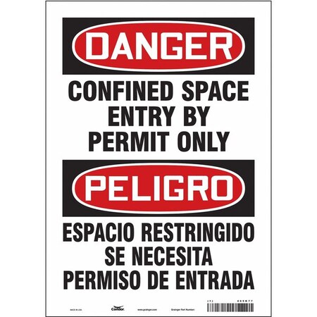 Condor Safety Sign, 14 in Height, 10 in Width, Vinyl, Vertical Rectangle, English, Spanish, 465K77 465K77