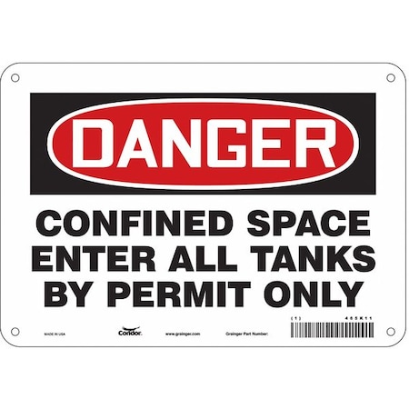 Condor Safety Sign, 7 in Height, 10 in Width, Polyethylene, Vertical Rectangle, English, 465K11 465K11