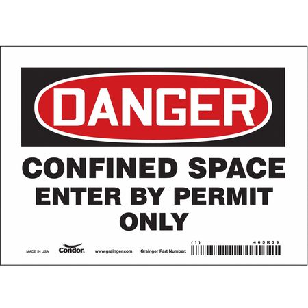 CONDOR Safety Sign, 5 in Height, 7 in Width, Vinyl, Horizontal Rectangle, English, 465K39 465K39