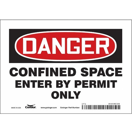 CONDOR Safety Sign, 5 in Height, 7 in Width, Vinyl, Horizontal Rectangle, English, 465K39 465K39