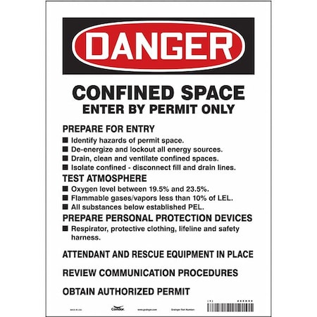 Condor Safety Sign, 14 in Height, 10 in Width, Vinyl, Vertical Rectangle, English, 465K59 465K59
