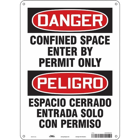 Condor Safety Sign, 14 in Height, 10 in Width, Polyethylene, Vertical Rectangle, English, Spanish, 465K66 465K66