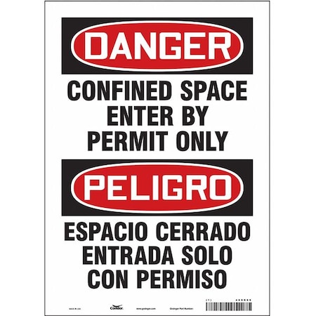 Condor Safety Sign, 14 in Height, 10 in Width, Vinyl, Vertical Rectangle, English, Spanish, 465K69 465K69