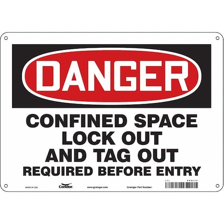 Condor Safety Sign, 10 in Height, 14 in Width, Aluminum, Horizontal Rectangle, English, 465L74 465L74