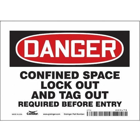 Condor Safety Sign, 5 in Height, 7 in Width, Vinyl, Horizontal Rectangle, English, 465L79 465L79