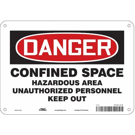 CONDOR Safety Sign, 7 in Height, 10 in Width, Polyethylene, Vertical Rectangle, English, 465L08 465L08