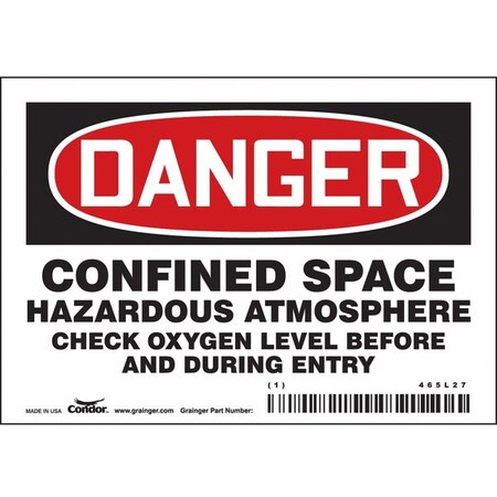 Condor Safety Sign, 3 1/2 in Height, 5 in Width, Vinyl, Horizontal Rectangle, English, 465L27 465L27