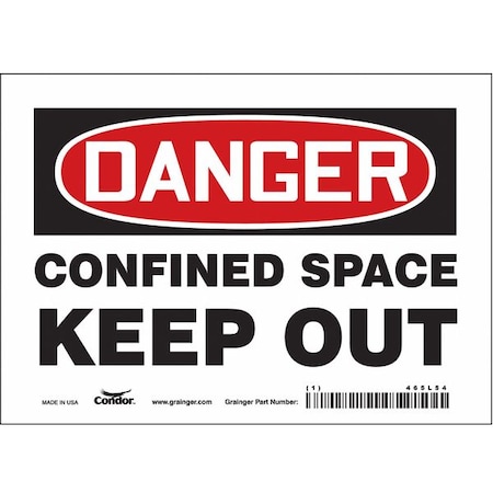 Condor Safety Sign, 5 in Height, 7 in Width, Vinyl, Horizontal Rectangle, English, 465L54 465L54