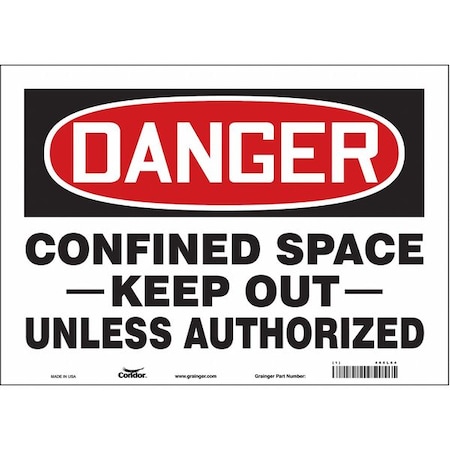 Condor Safety Sign, 10 in Height, 14 in Width, Vinyl, Horizontal Rectangle, English, 465L64 465L64