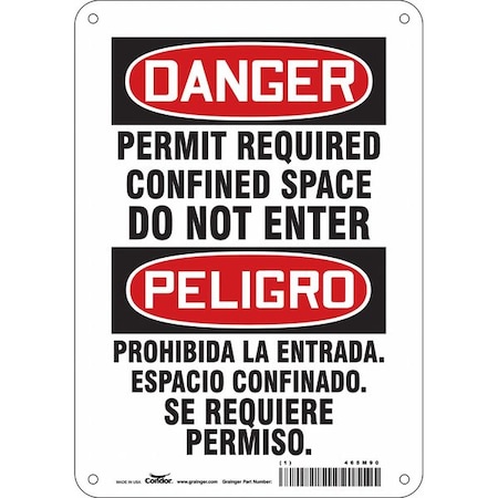 Condor Safety Sign, 10 in Height, 7 in Width, Aluminum, Horizontal Rectangle, English, Spanish, 465M90 465M90