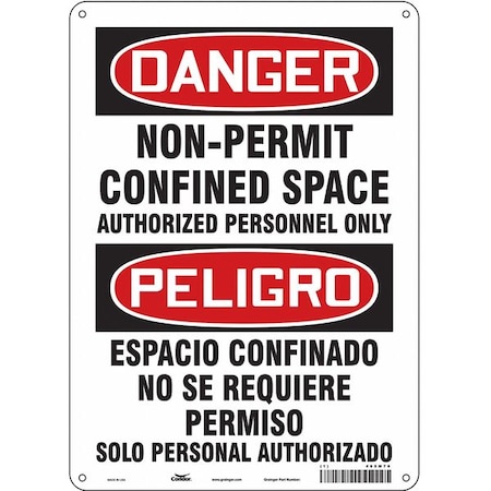 Condor Safety Sign, 14 in Height, 10 in Width, Polyethylene, Vertical Rectangle, English, Spanish, 465M70 465M70