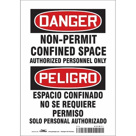 Condor Safety Sign, 10 in Height, 7 in Width, Vinyl, Horizontal Rectangle, English, Spanish, 465M71 465M71