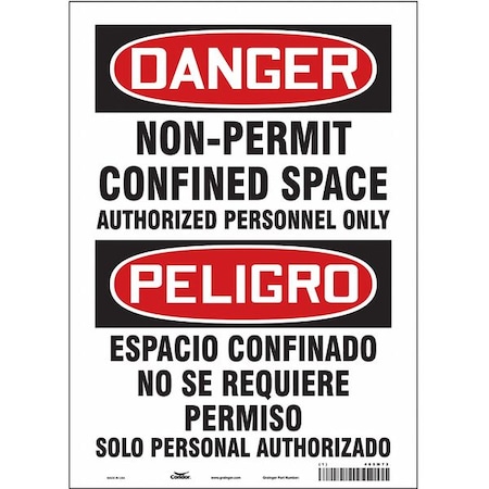 Condor Safety Sign, 14 in Height, 10 in Width, Vinyl, Vertical Rectangle, English, Spanish, 465M72 465M72