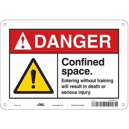 Condor Safety Sign, 7 in Height, 10 in Width, Polyethylene, Vertical Rectangle, English, 465M36 465M36