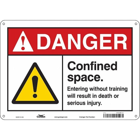 Condor Safety Sign, 10 in Height, 14 in Width, Polyethylene, Horizontal Rectangle, English, 465M37 465M37