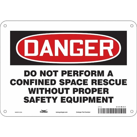 Condor Safety Sign, 7 in Height, 10 in Width, Polyethylene, Vertical Rectangle, English, 465M44 465M44