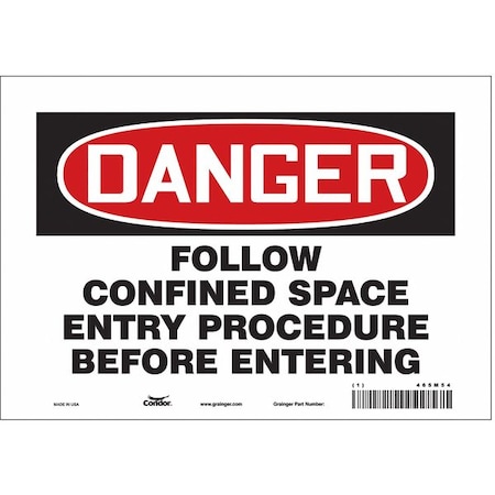 Condor Safety Sign, 7 in Height, 10 in Width, Vinyl, Vertical Rectangle, English, 465M54 465M54