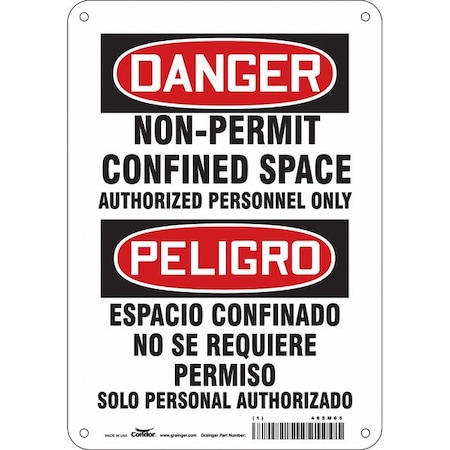 Condor Safety Sign, 10 in Height, 7 in Width, Aluminum, Horizontal Rectangle, English, Spanish, 465M65 465M65