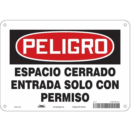 Condor Safety Sign, 7 in Height, 10 in Width, Polyethylene, Vertical Rectangle, Spanish 465N03