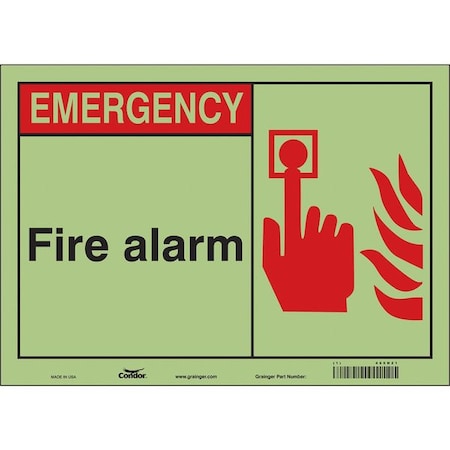 Condor Safety Sign, 10 in Height, 14 in Width, Glow Vinyl, Horizontal Rectangle, English 465N21