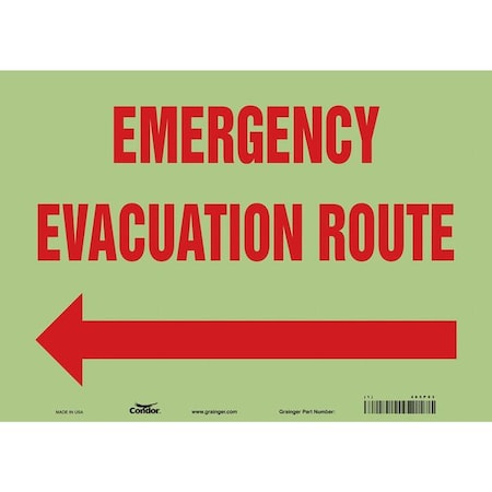 Condor Safety Sign, 10 in H, 14 in W, Glow Vinyl, Horizontal Rectangle, English, 465P93 465P93