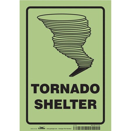 Condor Tornado Shelter, 7 in W x 10 in H, Horizontal Rectangle, Glow Vinyl, 465T16 465T16