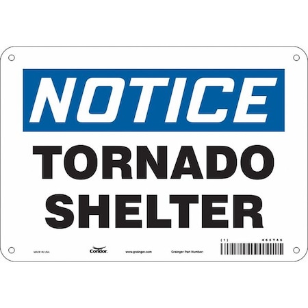 Condor Notice Tornado Shelter, 10 in W x 7 in H, Vertical Rectangle, Polyethylene, 465T46 465T46