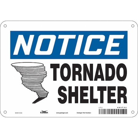 Condor Notice Tornado Shelter, 10 in W x 7 in H, Vertical Rectangle, Aluminum, 465T52 465T52